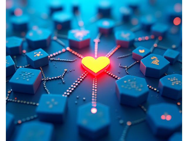 A stylized graphic representing connection and creativity. Abstract lines and geometric shapes in blue, orange, and teal converge towards a central pixelated heart, symbolizing creators, fans, and Pixel Hearth Studios. Dynamic and modern.