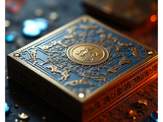 Ornate, gilded board game box for 'Aurora Saga: Collector's Edition' with shimmering components.