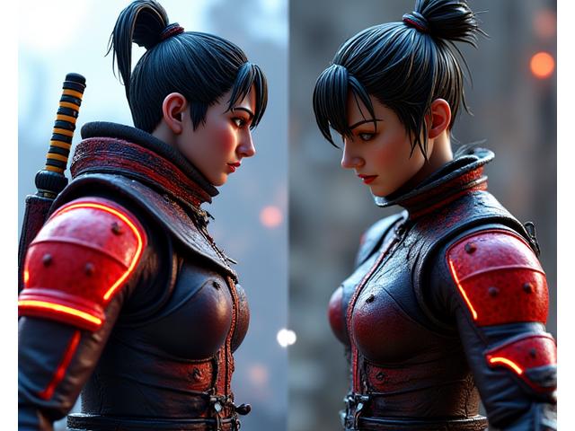Comparison shot of game character model and its physical collectible figure, showing perfect fidelity.