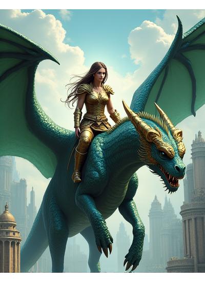 Cover art for 'Chronicles of Elyria', a fantasy comic featuring a female warrior on a dragon against a backdrop of ancient ruins.