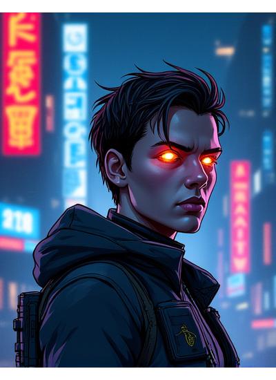 Cover art for 'The Firefly Chronicles' graphic novel, featuring a stylized hero with glowing eyes against a fantastical cityscape.