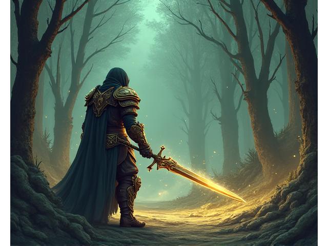 Gameplay screenshot of 'Shadowbound Legends' indie RPG, showing a fantasy hero in a darker, magical forest.