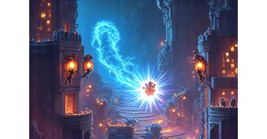 Screenshot of a vibrant roguelike action game set in a fantastical world.